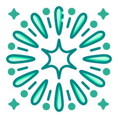 Fireworks explosion green filled line icon for celebrations and festive displays