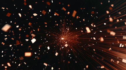 Copper Sparks Exploding In A Dark Night Sky