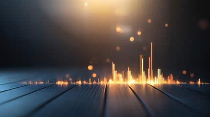 Abstract Digital Visualization of Sound Waves with Bright Orange and Yellow Hues on a Dark Textured Surface, Perfect for Music and Technology Themes