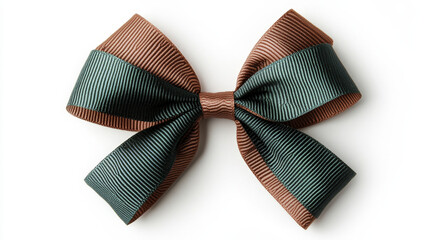 decorative bow featuring green and brown ribbon with textured stripes, perfect for gifts or festive occasions. Its elegant design adds charming touch to any presentation