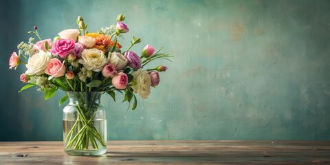 A delicate arrangement of fresh flowers in a vintage glass vase, vase, beauty,  vase