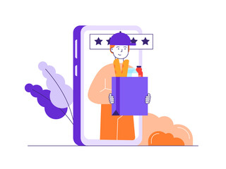 Online food review. Online Food illustration. Flat vector illustrations