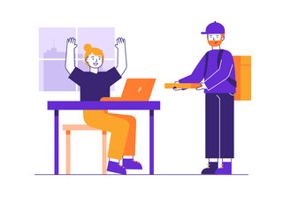 Online food delivery service. Online Food illustration. Flat vector illustrations