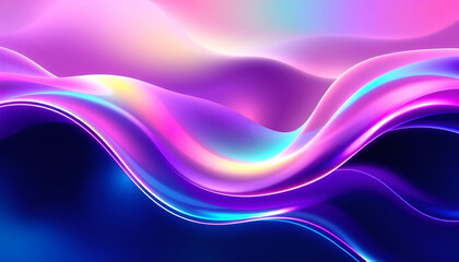 "Colorful Holographic Waves with Smooth Gradients, Glowing Edges, and Soft Light Reflections – Modern, Dynamic Design Ideal for Futuristic, Technology, and Digital Innovation Visuals"