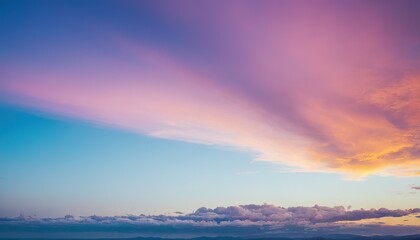 Fototapeta premium Beautiful sunny sky and clouds over the horizon. Sunset background. 1
