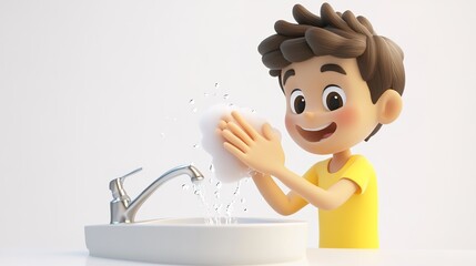 Wash Your Hands in 3D Cartoon Style