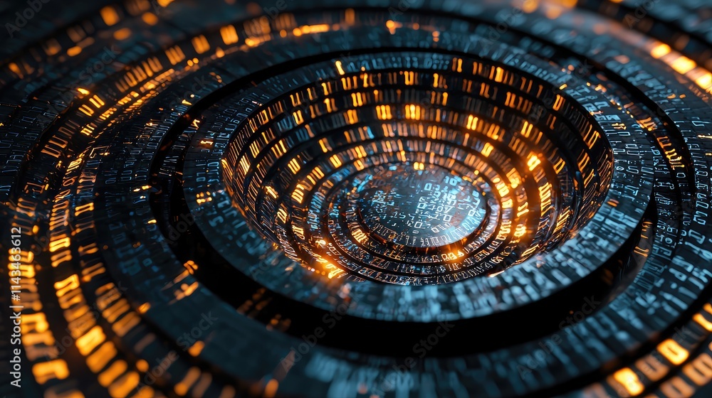 Aufkleber A conceptual image featuring a shield made of binary code, set against a dark backdrop, symbolizing protection and resilience in the digital age.