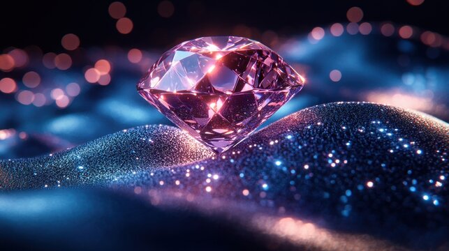 Digital Wealth and Crypto Ownership Through a Futuristic Glowing Diamond Representing Blockchain Technology and NFTs