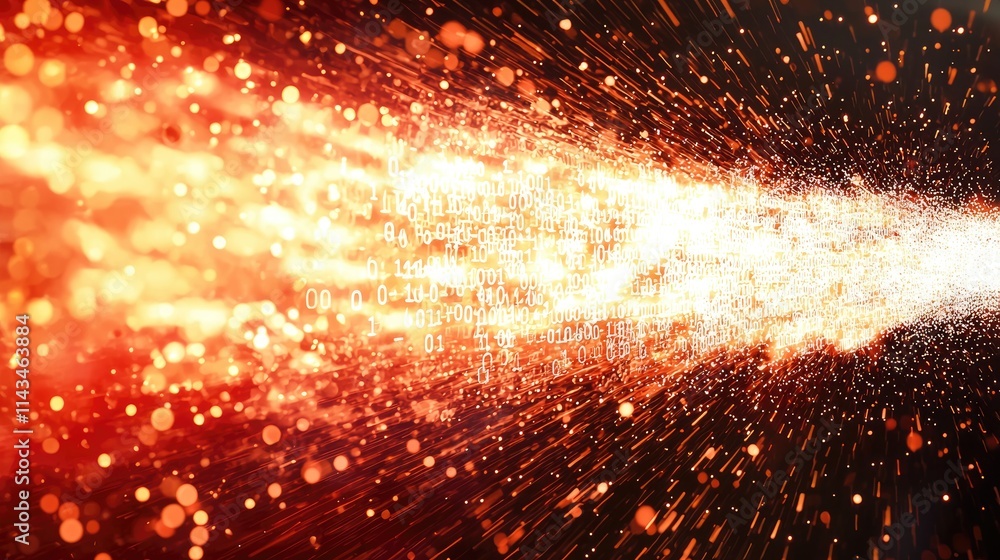 Aufkleber A visual metaphor of a digital fire being extinguished by streams of code, representing quick action in cybersecurity incident response, with bright red and white colors.