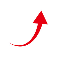 上昇する矢印のシルエット　シンプル　赤
Rising arrow silhouette simple red