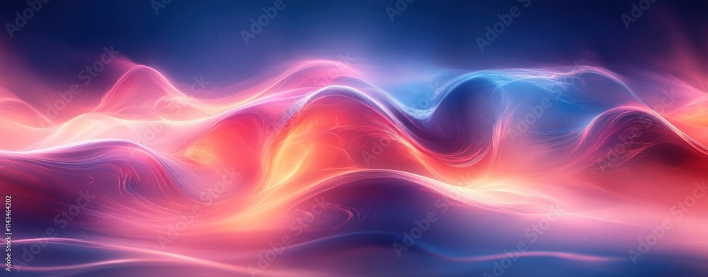 Aufkleber futuristic abstract wave background with neon glow and gradient light