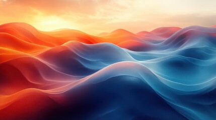 Obraz premium Abstract Landscape Vibrant Waves of Orange Blue and Teal Gradient Modern Digital Art Music Party Poster Design