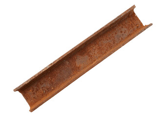 Rusty steel beam isolated on transparent or white background