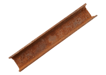 Rusty steel beam isolated on transparent or white background