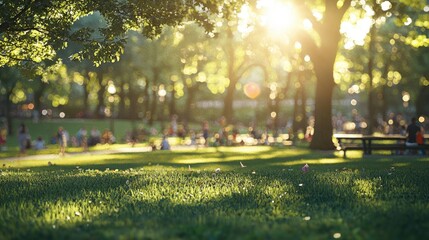 Obraz premium A public park filled with people of all ages enjoying recreational activities, highlighting the essence of community wellness in a lively environment.