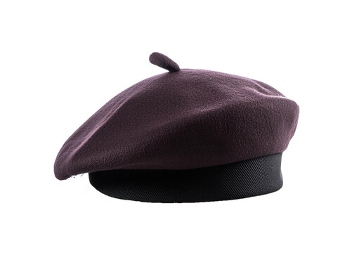 Beret hat isolated on a transparent or white background.