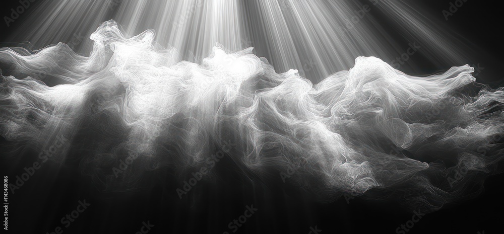 Poster Black and White Abstract Texture Soft Focus High Contrast Ethereal Light Beams Gradient Background Design