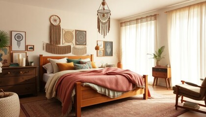 Bohemian Style - Bohemian Bedroom Concept - Hotel Bedroom Interior - Apartment Bedroom Concept - Interior Design