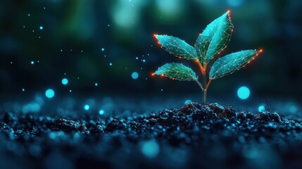 Digital Transformation and Technological Growth of Nature with Circuit Board Seedling