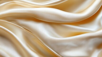 Naklejka premium Creamy satin fabric with elegant folds and soft sheen. Ideal for luxury, fashion, and beauty projects needing a smooth, luxurious texture.
