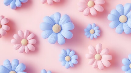 Fototapeta premium Colorful flowers on a pastel background.