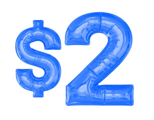 2 Dollar Blue Balloon