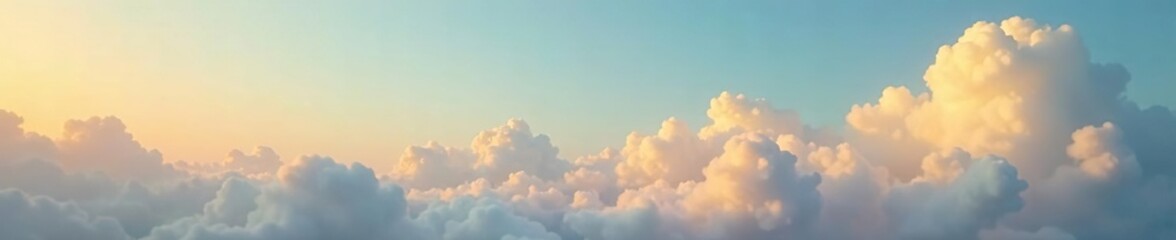 Fototapeta premium A beautiful scene with yellow and gold clouds against a soft blue sky, clouds, soft, beautiful