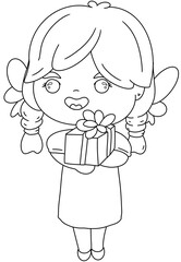 line drawing of children celebrating New Year