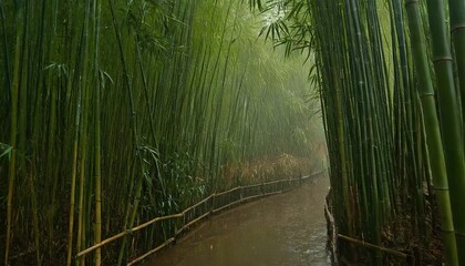Fototapeta premium Bamboo grove in a batany park, green bamboo. Bamboo forest 308
