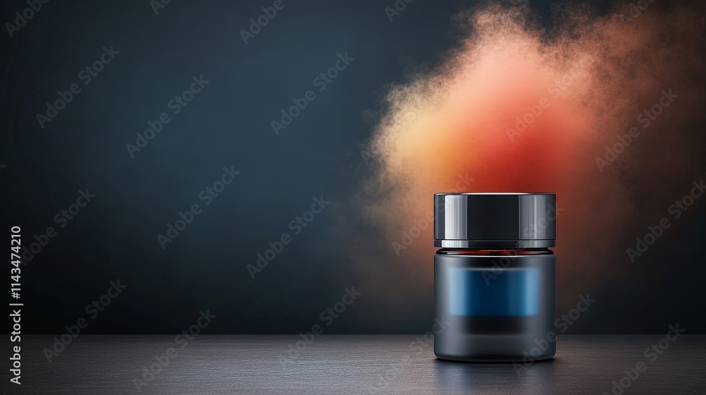 Aufkleber stylish black jar with vibrant color powder explosion creating an artistic and dynamic visual effect