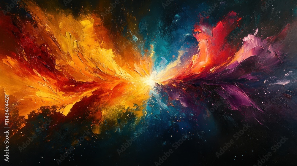 Poster Dynamic Color Explosion Abstract Background with Vibrant Hues and Artistic Patterns