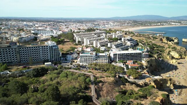 Aerial view at Praia Dona Ana, Algarve, Portugal
