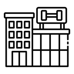 Fitness center outline icon representing hotel gym