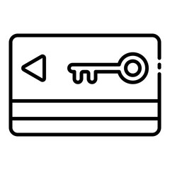 Key card outline icon for electronic access to hotel rooms