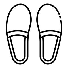 Hotel room slippers outline icon for comfort and luxury