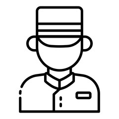 Bellhop avatar outline icon for representing staff  in guest luggage assistance