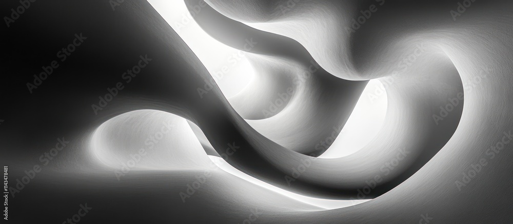 Poster minimalist abstract composition with flowing curves and negative space