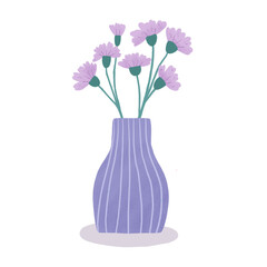 vase with flowers purple