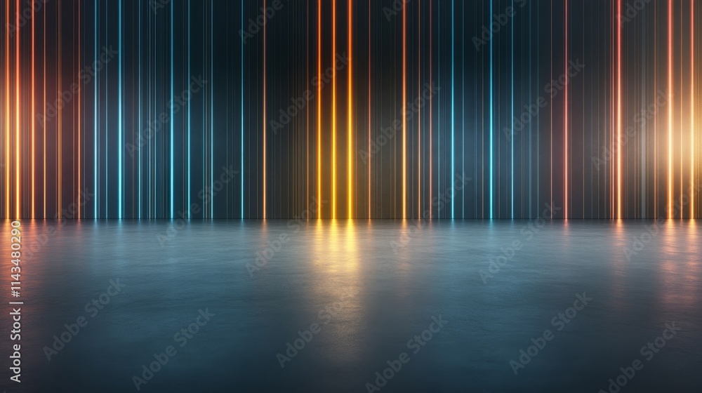 Aufkleber vibrant light rays emitting from vertical lines in a dark background creating a futuristic atmospher
