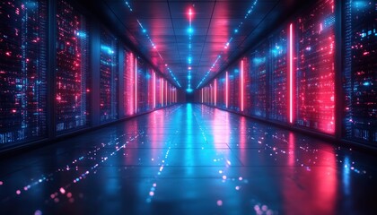 Fototapeta premium Data Storage and Management with SQL Queries and Cyberpunk Aesthetics