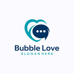 Love bubble chat logo design template. Dating app concept. Creative vector symbol.