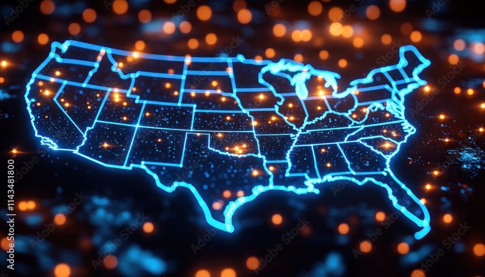 Poster cyber shield protecting data integrity in the united states map with encrypted symbols and network s