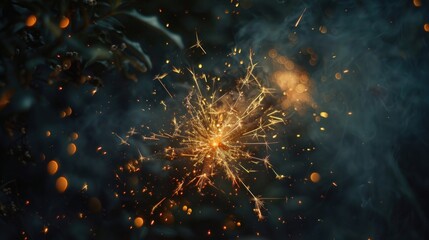 Fototapeta premium Happy New Year embers with Sparkles illuminating the darkness, AI generated image