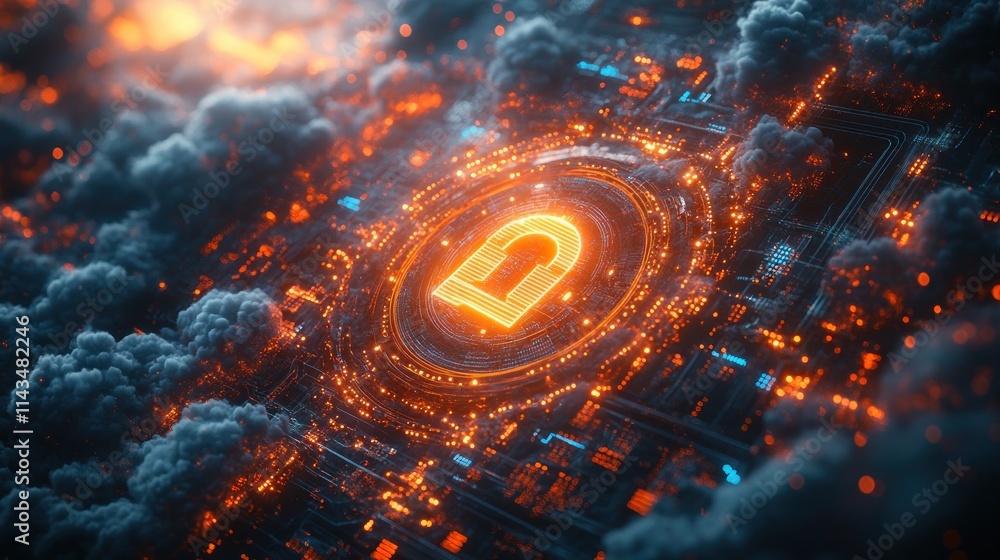 Poster Cloud Security Services with Secure Padlock and Data Protection in Cybersecurity Environment