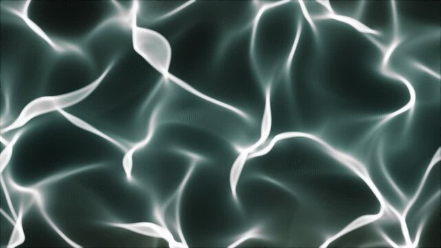 Abstract animated background with caustic lighting, like a thin fabric floating. Greenish gray. Wallpaper, banner. Seamless loop.