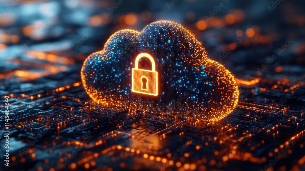 Aufkleber Cloud Security Data Protection Services Cybersecurity Digital Cloud Lock Computing Privacy Safety Infrastructure Encryption Backup Compliance Access Management Control