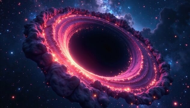 A dark and mysterious black hole in the heart of a starry expanse, universe, galaxy, spacetime