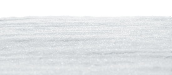 Real smooth white snow sparkling in winter sunlight. Flat snow drift with transparent background.