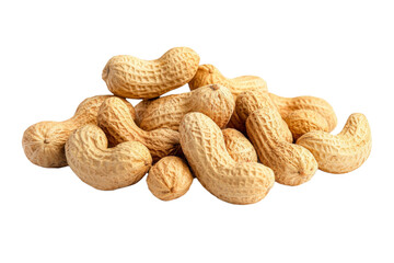 A pile of peanuts on a white background