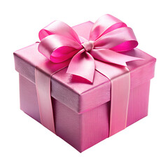 Pink color gift box with bow ribbon isolated on transparent PNG background, Christmas, birthday, anniversary or Valentine's, holiday decor 03